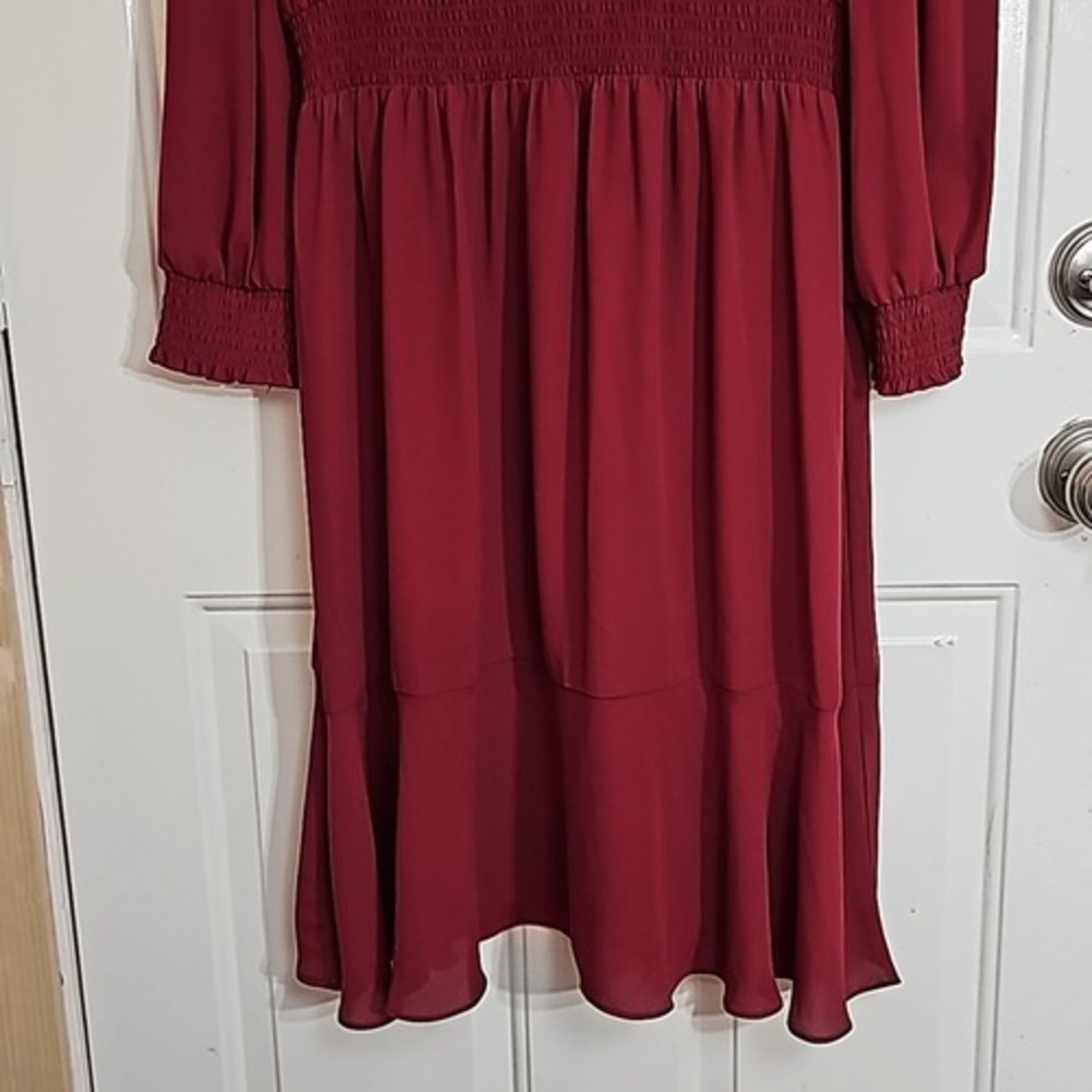 Nannette‎ Lepore Smocked Blouson Dress Size 14, Brick Red - Picture 5 of 11